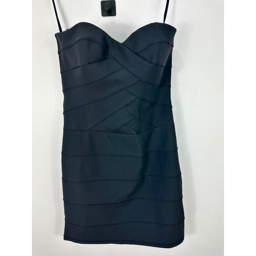 Laundry By‎ Shelli Segal Black Strapless Bodycon Bandage Dress Womens 10 Vtg 90s